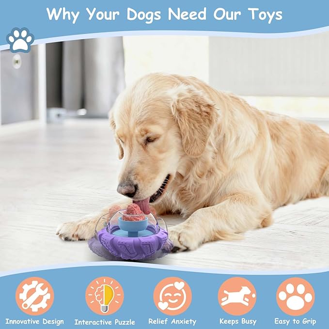 Interactive Dog Toy, Puzzle Toy with Adjustable Treat Dispensing & DIY Frozen Treats, Dog Enrichment Toys to Keep Them Busy and Mental Stimulation
