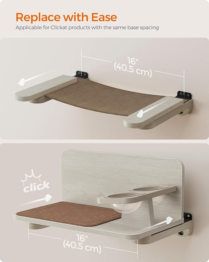 Feandrea Clickat Collection - No.001 Cat Hammock, Extremely Quick Assembly, Unlimited Expandability, Replaceable Module and Fabric, Wall-Mounted Cat Hammock Bed