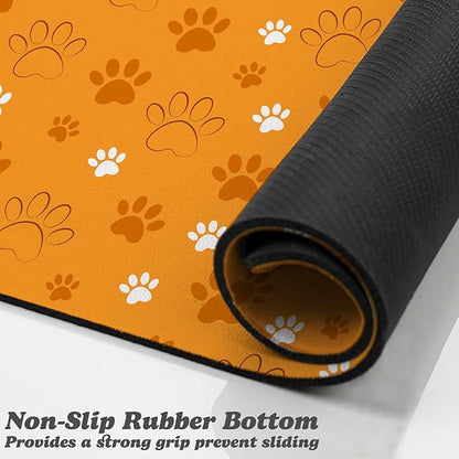 Dog Food Mat, Absorbent Water Bowl Mats Cat Pet Feeding Placemats Orange 16 * 24 inch