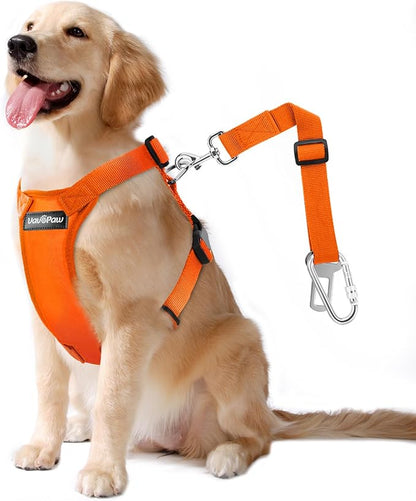 VavoPaw Dog Seat Belt, Safety Vest Dog Car Harness with Adjustable Buckle Dog Seat Belt for Vehicle Nylon Pet Safety Seat Belts Heavy Duty(L, Orange)