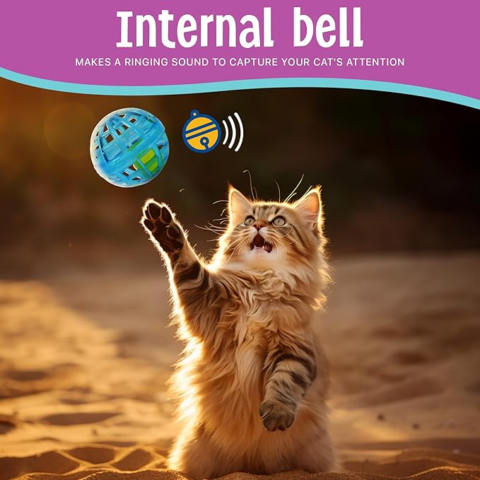 SPOT Lattice Balls Cat Toys - Durable, Fun Balls with Bells Perfect for Swatting and Batting, Colorful Toys to Entertain Indoor Cats and Kittens, - 1.5 inch, 4 pcs