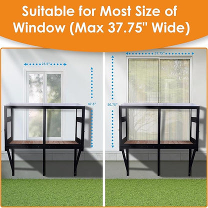 Cat Window Box Window Perch Catio Outdoor Cat Enclosure Bug Proof Wire Grid for Sunbathing Napping Overlooking for Indoor Outdoor Cats1