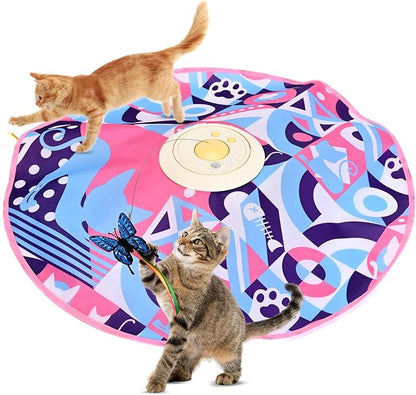 Interactive Cat Toys,Electric Moving Wand Feather, Automatic Fun Mental Stimulation for Bored Indoor Cat Toys, Exercise Kicker Play & Chase for Hide and Seek(Butterfly ASIN B0GDLYC9QC)