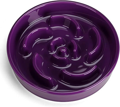 Slow Feeder Dog Bowl, Ceramic 8.3 inch Dog Food Bowls for Small, Medium, and Large Breed, Anti-Slip Maze Puzzle Food Dish to Slow Down Eating (Deep Purple, 8.3 inch)