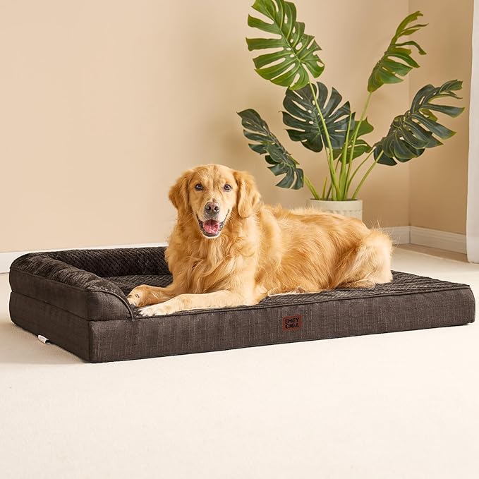 EHEYCIGA XL Dog Bed Memory Foam for Crate, Extra Large Dog Bed Orthopedic with Washable Removable Cover, Waterproof Pet Sofa Couch XLarge Size Dogs, 41x27x6.5, Brown
