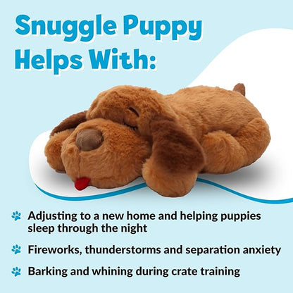 Snuggle Puppy Original Heartbeat Puppy Toy with Real-Feel Pulse & Heat Pack, Plush Dog Comfort Toy for Crate Training, First Nights & New Puppy Transition - Biscuit