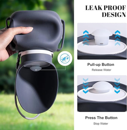 NVTED Silicone Dog Water Bottle, Pet Accompanying Water Cup Foldable Travel Drinking Bowl with Leak-Proof Design for Pets, Dog Water Dispenser for Outdoor