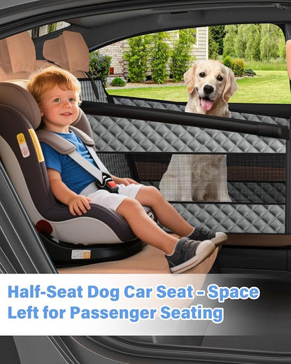 Instraella Dog Car Seat for Large Dogs, Back Seat Extender for Dogs, Foldable Pet Car Seat with Waterproof Oxford Fabric and Non-Slip Bottom, All-Around Protection and Strong Support, Grey