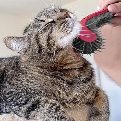 Cat Brush, Pink. Designed for Comfort, Created for Cats and Dogs. Ergonomic shape promotes stress free grooming. Great for long to short haired cats. Made in the USA