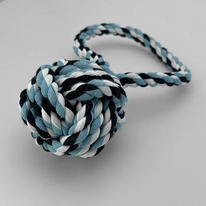 Cutie's PetBox Weaved Rope Ball Toy for Toss, Fetch, Chew and Tug-O-War, 2.8" Diameter Ball for Small and Medium Dogs