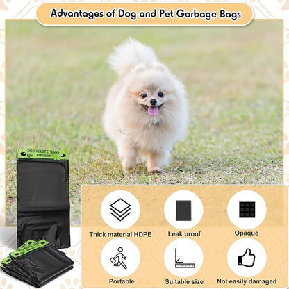 Ireer 1000 Pcs Dog Bags Bulk, Dog Pet Waste Bags Bulk, Leakproof Easy Single Pull Bag for Poop Station Fit Hang Hole Dispenser Pet Waste Bag for Home Outdoor