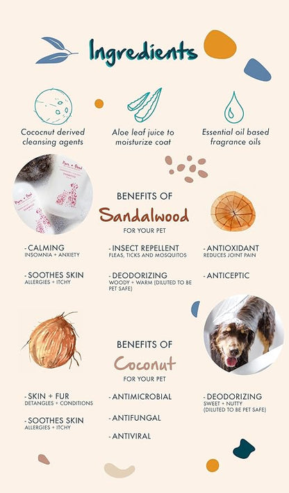 Shampoo and Conditioner Set, Formulated for All Pets, Gentle and Cleansing, Made in The USA, Cruelty Free, 16 fl oz (Sandalwood + Cocon)