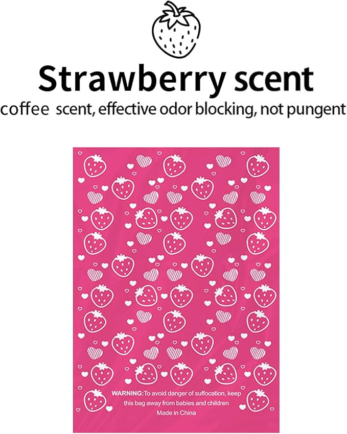 Dog Poop Bags Rolls, Strawberry Scent Biodegradable Pink, Large 9x13 Inch With Dispenser, Leakproof & Easy Tear 240 Count 16 Rolls for Outdoor Dog Walking