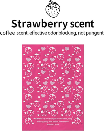 Dog Poop Bags Rolls, Strawberry Scent Biodegradable Pink, Large 9x13 Inch With Dispenser, Leakproof & Easy Tear 240 Count 16 Rolls for Outdoor Dog Walking