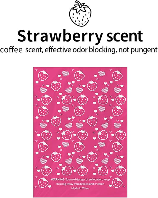 Dog Poop Bags Rolls, Strawberry Scent Biodegradable Pink, Large 9x13 Inch With Dispenser, Leakproof & Easy Tear 240 Count 16 Rolls for Outdoor Dog Walking