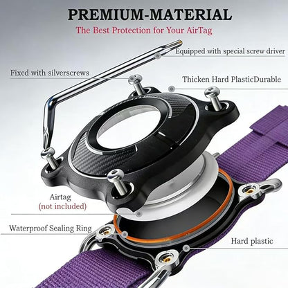Xqpetlihai Upgraded AirTag Dog Collar Waterproof Tactical Dog Collar with AirTag Holder Heavy Duty Dog Collars for Large Dogs (DeepPurple，XXL