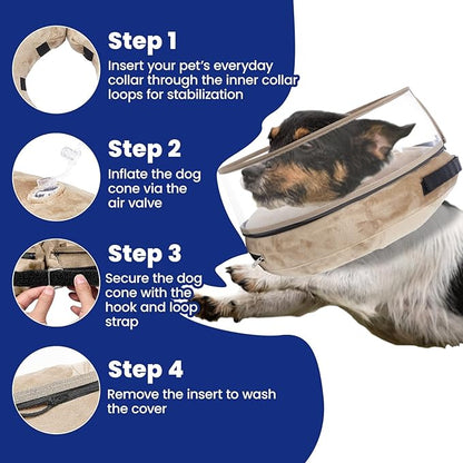 BARKLESS Dog Cone, Inflatable Dog Cone After Surgery for Small Breeds, Soft Surgery Collar with Enhanced Anti-Licking Guard Shield for Pets, Patented Protective Donut Collar