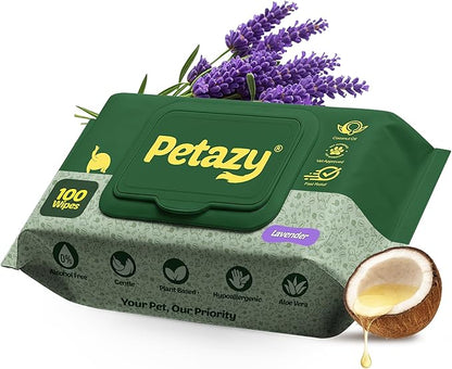 Dog Wipes for Paws and Butt – Hypoallergenic XL Dog Paw Cleaning Pet Wipes for Dogs and Cats, Deodorizing & Grooming for Body, Ears and Face, Lavender, 100 Count