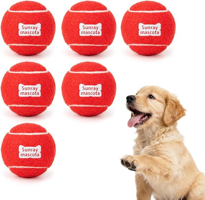 2.5" Dog Tennis Balls 6-Pack Silent Bounce, Tough Rubber Core, Durable Fetch & Training Toys for Indoor/Outdoor Play, for Small Medium Large Dogs (Burgundy Red, 6 Pack)