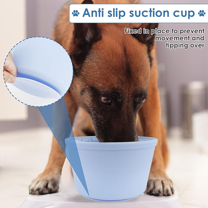Slow Feeder Bucket, Dog Feeding Bucket, Dog Lick Bowl, Dog Lick Pad with Anti Skid Suction Cup Large Volume Slow Feeder Dog Bowl Portable Slow Feeder Dog Bowl Suitable for Dogs (Sky Blue)