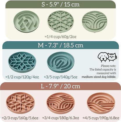 OHMO Slow Feeder Dog Bowls (Diamond, 8" Camo Green) Enrichment Toy Soft Silicone Food Safe Feeding Bowl Non Slip Suction Cup for All Breed Pet, Cat Slow Down Eating Dishes, Boredom and Anxiety Reducer