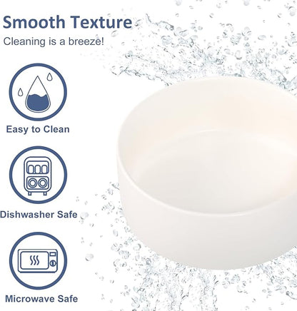 Ceramic Cat Bowl Dog Dish - Small Pet Feeding Bowl for Cats and Puppies - Microwave and Dishwasher Safe - 16.23 oz - 480ml - White