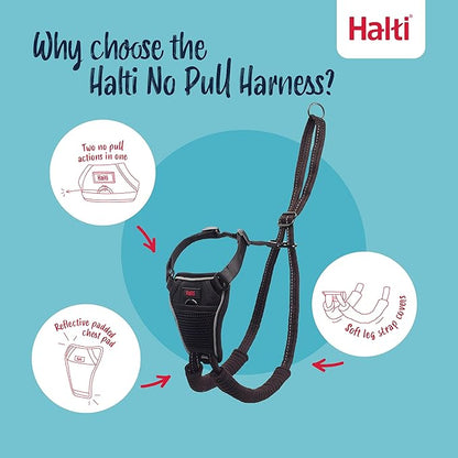 Halti No Pull Harness - Stop Your Dog Pulling on the Leash. Adjustable, Lightweight and Easy to Use. Reflective Dog Training Harness for Small Dogs (Size S, Black)