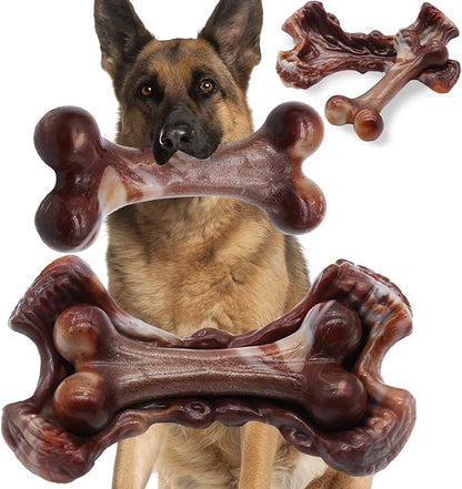 Magicorange Tough Dog Toys, Chew Toys for Aggressive Chewers, Dog Bone Toy Nylon Almost Indestructible Dogs Toy for Teeth Cleaning and Training (Brown