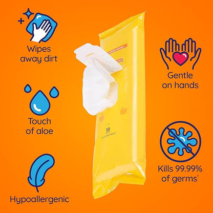 Wet Ones for Pets Multipurpose Dog Wipes with Aloe Vera, Tropical Splash Scent - Extra Large Pet Bathing Wipes with Wet Lock Seal for Dog Paws & All Over Use, 10 Count