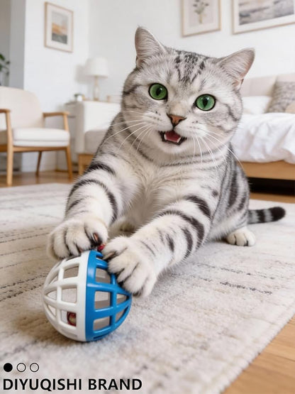 10 Cat Toys Bells Balls Assorted Designs Indoor Play for Kitten and Adult Cats Safe Durable for Chasing Hunting Chewing (1.5'' - 2.2'')