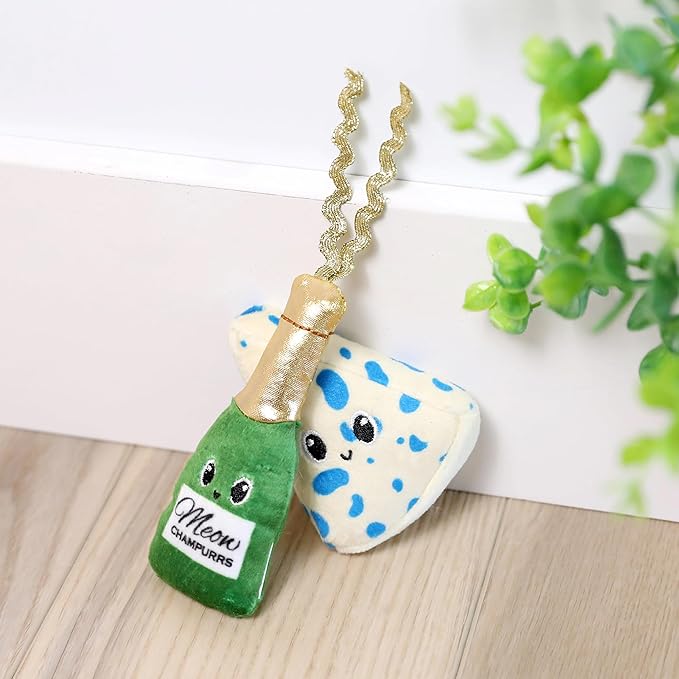 Quirky Kitty Wine & Cheese Catnip Plush Cat Toy, Pack of 2