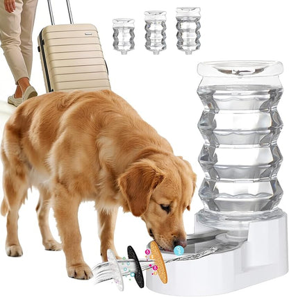 RIZZARI Gravity Dog Water Dispenser:Ion Exchange System with Activated Carbon- Helps Prevent Urinary Stones - Removes Odors -Softens Water- 8L Large Auto-Refill Stainless Steel Pet Water Waterer