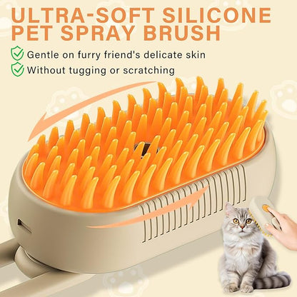 3 in 1 Self-Cleaning Steam Cat Brush for Removing Tangled and Loose Hair, Dog Steamy Brush for Massage, A04