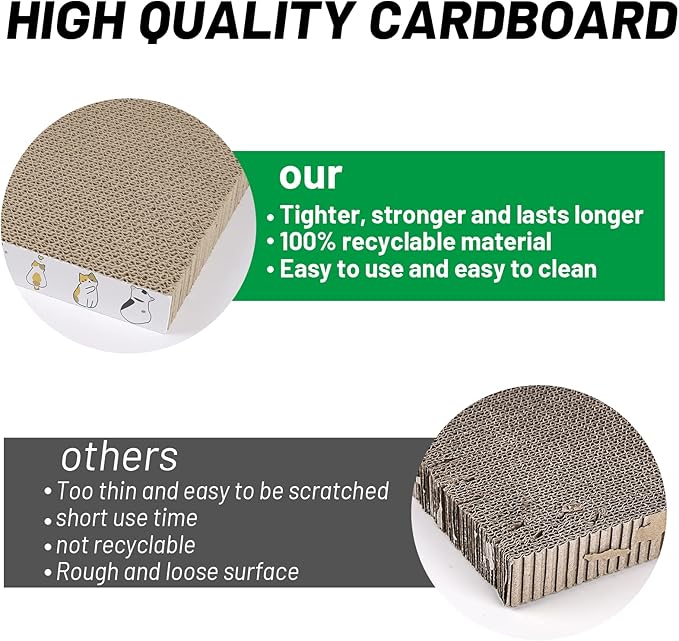 PatiencET Cat Scratcher Cardboard 3 PCS Cat Scratch Pad Reversible Scratcher Texture Design Durable Cat Scratching Pad