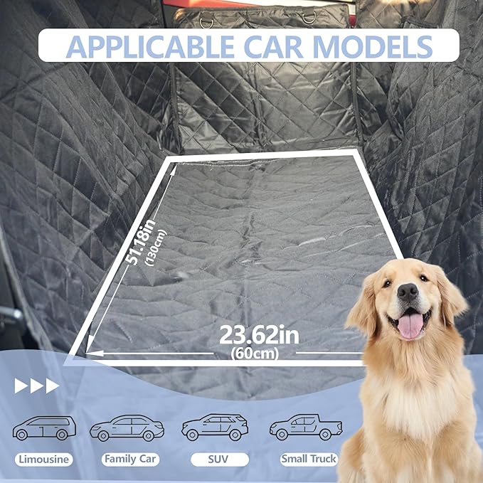 Dog Car Seat Cover for Back Seat, Waterproof Auto Backseat Hammock for Small & Large Dogs,Washable Rear Seat Pet Cover Protector Accessories for Cars, Trucks, SUVs