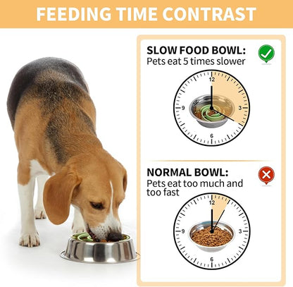 Slow Feeder Dog Bowls Insert, Bestalk Soft Silicone Slow Eating Feeder Insert with Suction Cups for Small, Medium and Large Dogs, Fit into Basic and Elevated Dog Bowls, Green