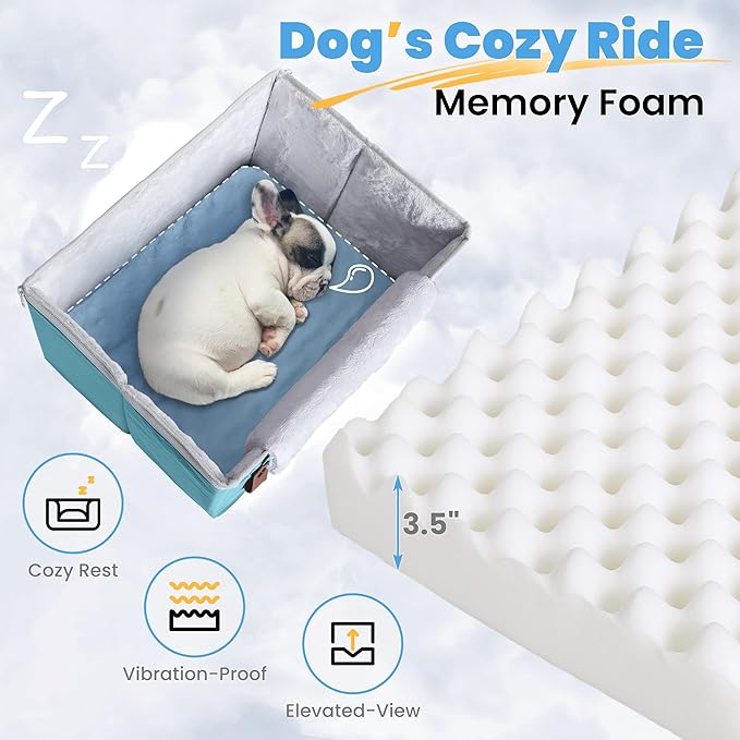 Akinerri Dog Car Seat for Small Dogs, Puppy Seat with Memory Foam Cushion and Safety Buckles, Pet Booster Car Seats for Front and Back Seat, Blue
