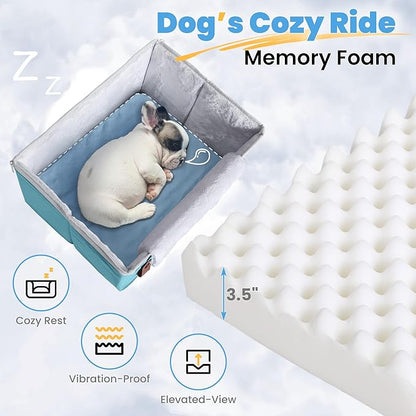 Akinerri Dog Car Seat for Small Dogs, Puppy Seat with Memory Foam Cushion and Safety Buckles, Pet Booster Car Seats for Front and Back Seat, Blue