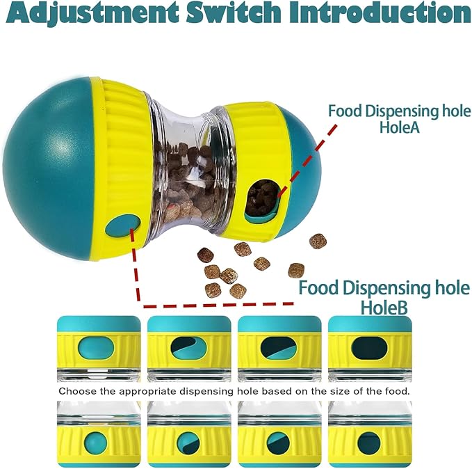 Dog Food Puzzle Toys, Adjustable Dog Treat Dispensing Dogs Toys, Interactive Chase Slow Feeder for Boredom and Stimulating, IQ Training for Small Medium Dogs