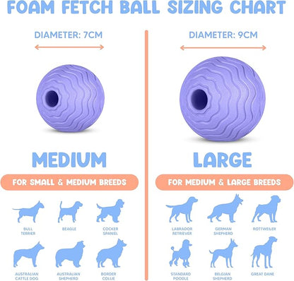 Foam Fetch Ball for Dogs – Durable EVA Foam Dog Ball, Interactive Chew Toy for Dogs, Lightweight Floating Ball for Water, Pool & Outdoor Fetch Games (Purple, Medium)