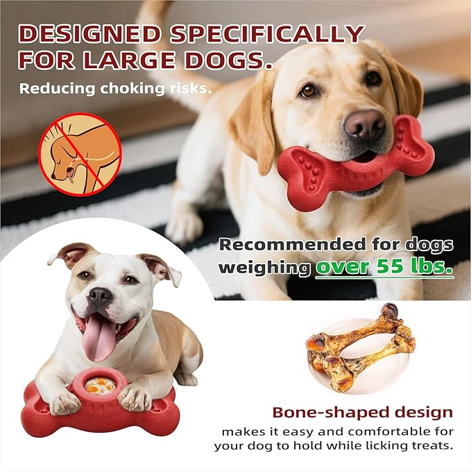 SHINKAI Refillable Frozen Dog Toy – Tough Chew & Ice Cream Holder for Aggressive Chewers, Reduces Anxiety & Destructive Behavior (Red)