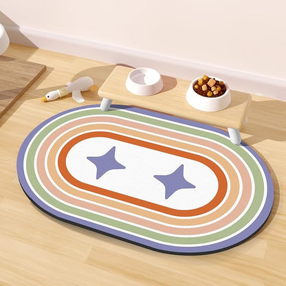 Dog Feeding Mat 24''x16'', Absorbent Pet Food Mat, No Stains Quick Dry Pet Water Mat Protect Floor, Cat Dog Water Bowl Mat for Messy Drinkers, Non-Slip Rubber Base Pet Placemats for Food and Water
