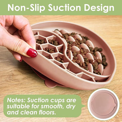 Slow Feeder Dog Bowls,Fun Dog Feeding Bowls with Suction Cups, Anti-Choking, Non-Slip Design, Reduces Boredom, Anxiety,Overeating, Ideal for Medium to Small Dogs & Cats (Pink+Grey)
