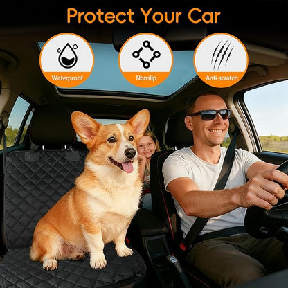 Dog Car Seat Cover for Front Seat, Waterproof & Scratch-Proof Pet Seat Protector, Nonslip Car Seat Cover for Dogs, Universal Fit for Cars, Trucks & SUVs, Standard Size