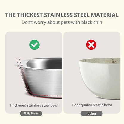 Fluffydream Elevated Dog Bowls, Prevention of Vertebrae Disease, Non-Slip With Stainless Steel Bowl, High Capacity Food Bowls (MintGreen 2 Packs, L 860ML / 3 Cups)