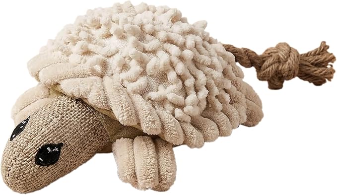 Pet Lou 6 Inch Turtle Dog Chew Toy with Squeaker, Durable Nubby Multi-Texture Plush Toy for Indoor & Outdoor Play, Stuffed Dog Toy for Teething, 100% Natural