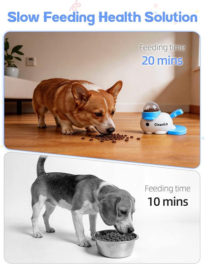 Dog Treat Dispenser Puzzle Toy, Intercative Slow Feeder Bowl for Cats and Dogs, Mental Stimulation Enrichment Toy, Indoor Pet Feeder with Silicone Mat to Keep Pets Busy,Multiple Colors (Blue)