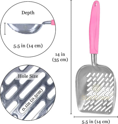 SunGrow Large Cat Litter Scoop, Life Transforming Cat Scooper, Reduces Hand Fatigue, Saves Clear Litter, Makes Scooping Faster and Easier, Pink, 1 pc