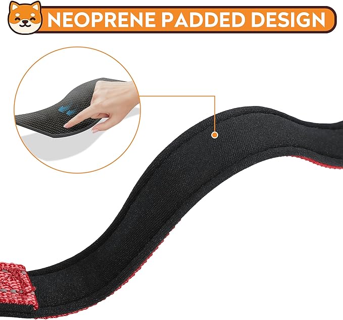 Reflective Dog Collar, Adjustable Soft Neoprene Padded Nylon Pet Collars with Buckle for Small Dogs, Red,S