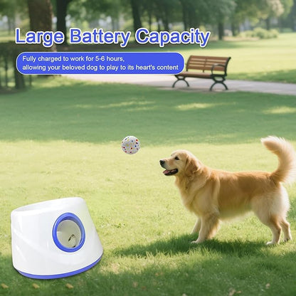Dog Ball Launcher - Automatic Ball Launcher for Dogs, 3 Adjustable Distance Settings Dog Ball Thrower, Indoor Outdoor Interactive Dog Toys, with 3 2.3-inch Balls, Small/Medium Sized Dog Thrower